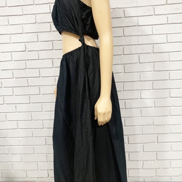 Farm Rio One-Shoulder Asymmetric Cutout Dress in Black - Size Large - Picture 7 of 11